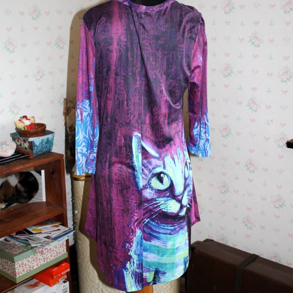 Simply Aster Abstract Cat Lady Dress Small NWOT - Picture 5 of 9